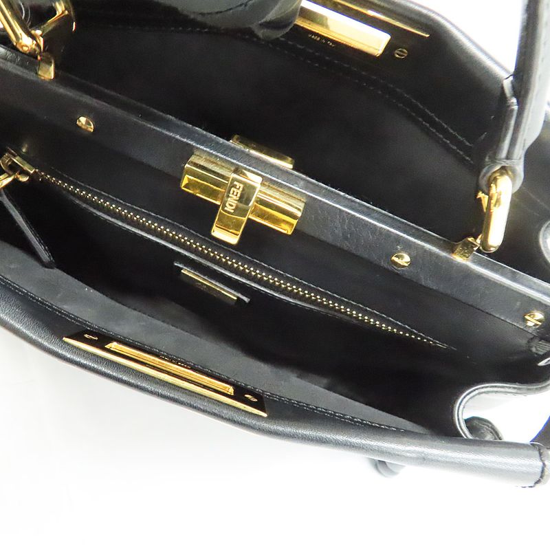 Fendi P-cub- 8bn290 Shoulder Bag Handbag 2WAY Black Leather Ladies