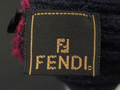 Fendi 60% Wool X 20% Angora X 20% Nylon Gloves Burgundy X Navy Fc6079