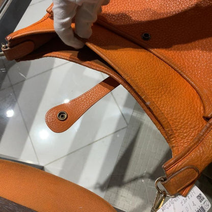 Authentic Hermes Evelyn GM Shoulder Bag Orange Brown
