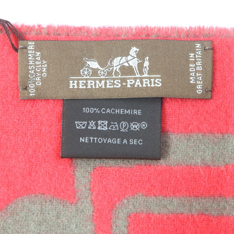  Hermes Dre Buckle 100% Cashmere Fringed Scarf Glaze Pink With Box Made In