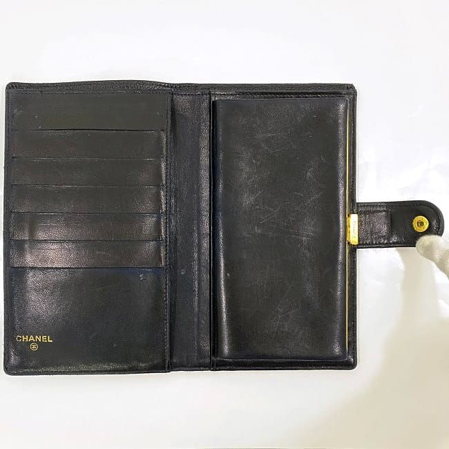 Chanel Fold Over Clasp Long Wallet F22076 Black A13498