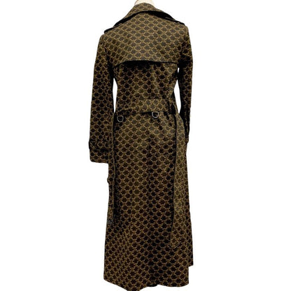 Celine Outerwear Long Coat Trench Triomphe All-over Pattern Cotton Brown