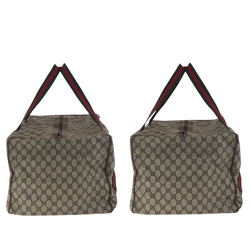 Gucci Vintage Old Gucci Sherry Line Beige GG Supreme Canvas Boston Bag Handbag