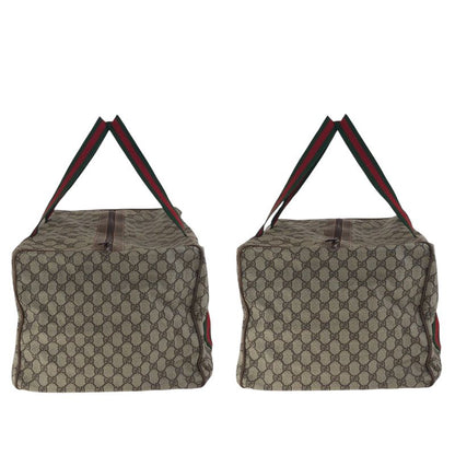 Gucci Vintage Old Gucci Sherry Line Beige GG Supreme Canvas Boston Bag Handbag