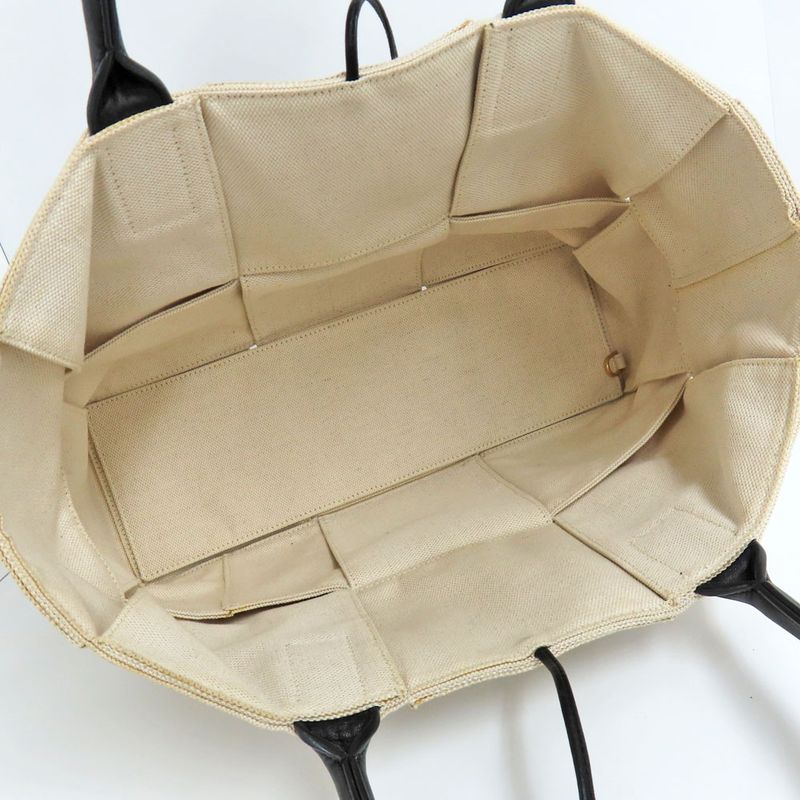 Bottega Veneta Arco Medium Tote Bag Intrecciato Beige White Canvas