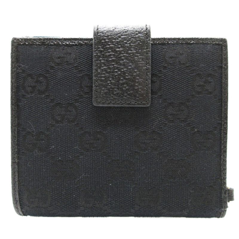 Gucci 154182 GG Canvas Leather Black W Hook Wallet 0111 Gucci