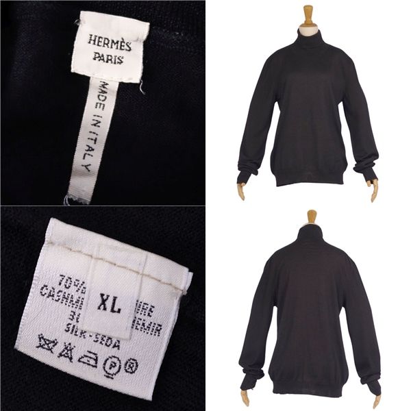 Hermes Knit Sweater High Neck Cashmere Silk Tote