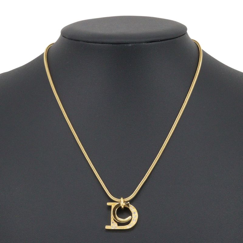 [dior] Christian Dior DC Gold Plated And Rhinestone Ladies 7.8g Necklace