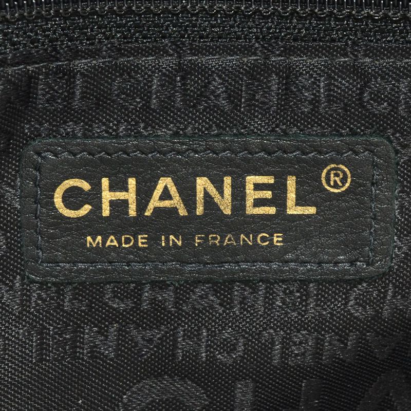 Chanel Camellia Tote Bag Lambskin Black White Logo