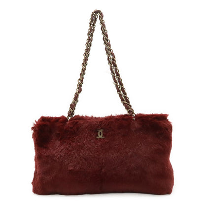 Chanel Lapin Rabbit Fur Coco Mark Chain Bag Shoulder Bag Bordeaux Gold Hardware