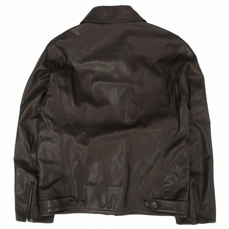 Hermes Blouson Droit Veau Soft Cowhide Calfskin Zip Up Leather Jacket Dark
