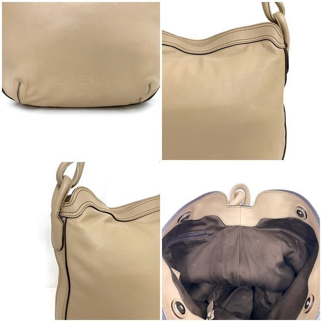 Loewe One Shoulder Bag Beige Leather