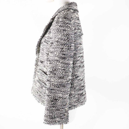 CHANEL Vintage P24398 04A Front Hook Cut-off Tweed Jacket With Ribbon And Coco