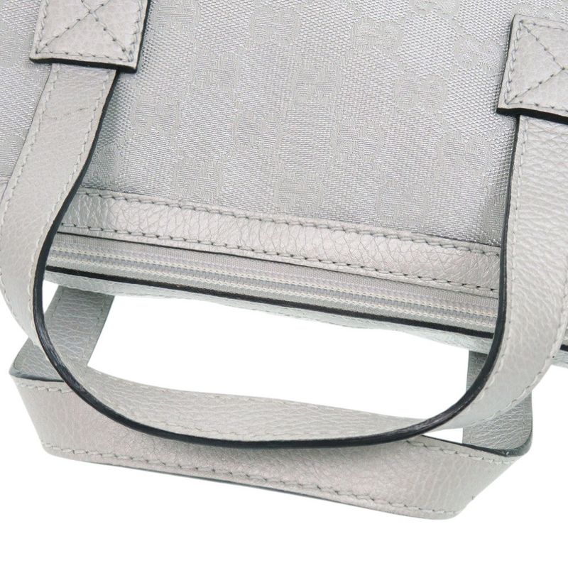 Gucci 264210 GG Canvas Leather Silver Handbag 1641 Gucci