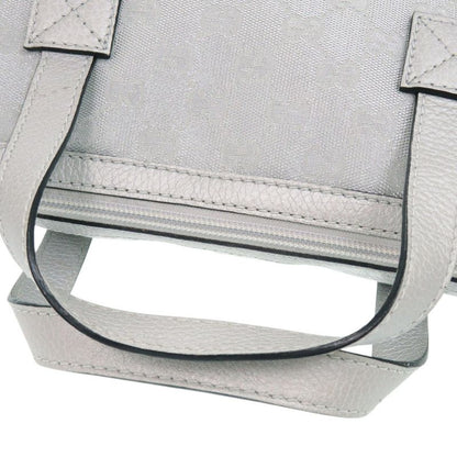 Gucci 264210 GG Canvas Leather Silver Handbag 1641 Gucci