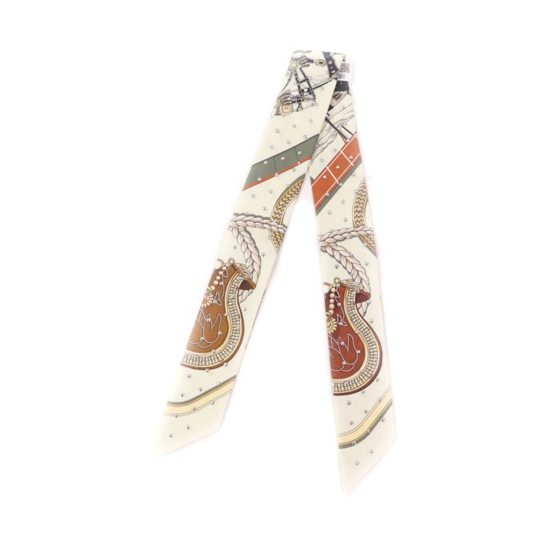 Hermes Grand Apparat Horse In Full Dress 100% Silk Creme/cuir/dore Silver