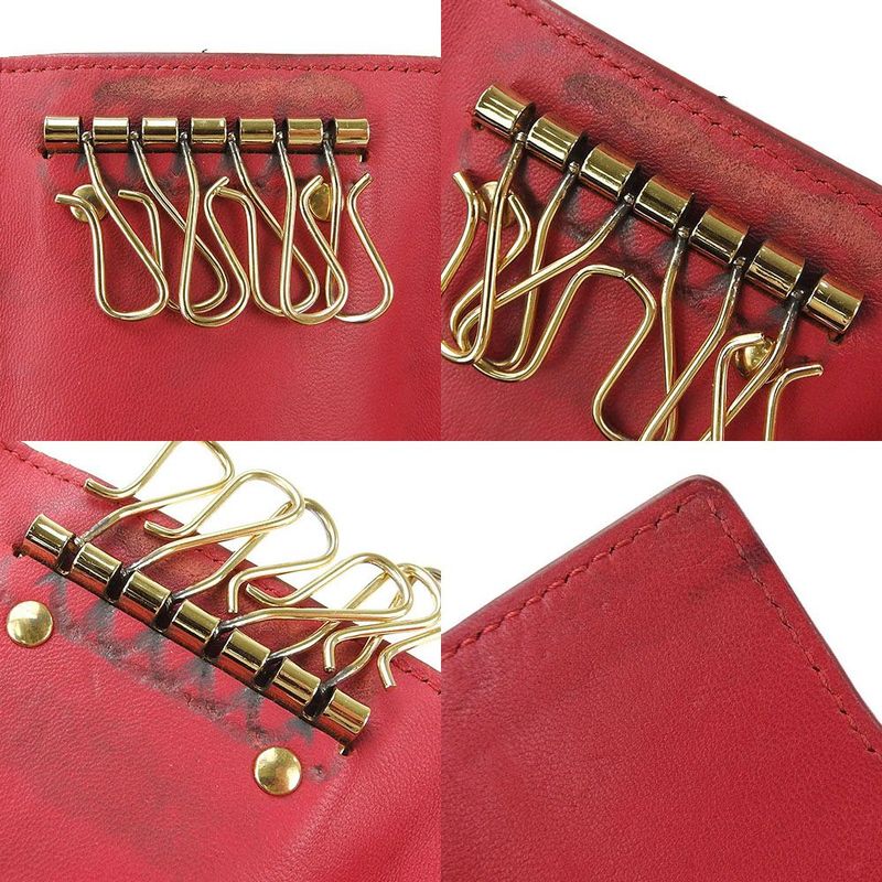 Bottega Veneta Key Case 6-stack Intrecciato Woven Red Leather Red Leather Small