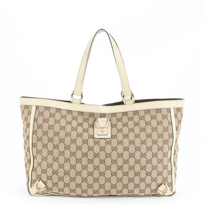 Gucci GG Canvas Abby 141472 Leather Tote Bag Shoulder Hand A4 Beige Women's EME