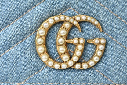 Gucci Wallet Gucci Long Continental Wallet GG Marmont GG Marmont Denim Chevron