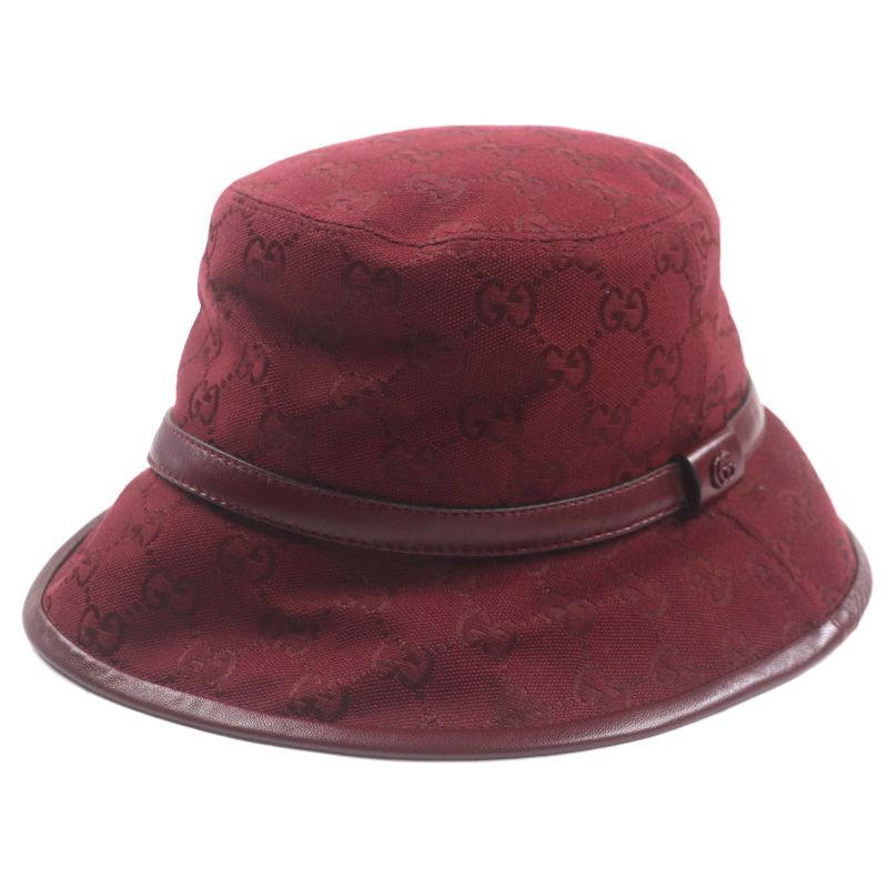 Gucci 833280 Ggmonogram Leather Use Hat Bucket Hat Bordeaux L 58cm (22.83in)