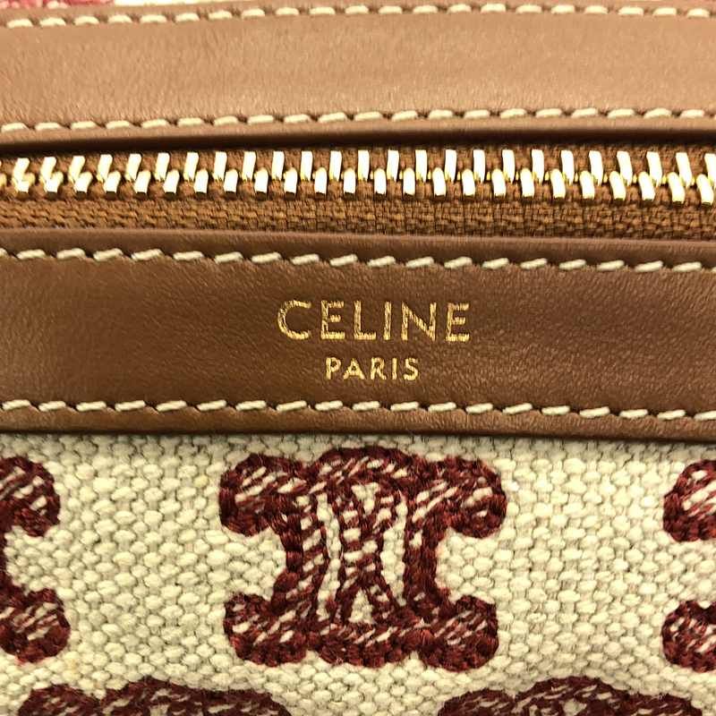 Celine - Triomphe Calf Leather Canvas Small 2way Shoulder Boston Bag - Brown