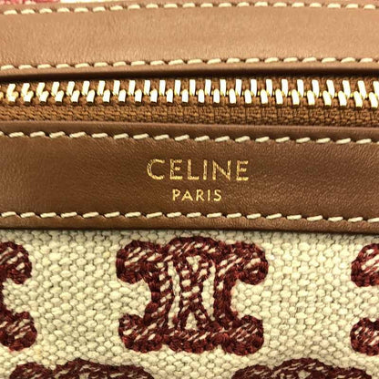 Celine - Triomphe Calf Leather Canvas Small 2way Shoulder Boston Bag - Brown