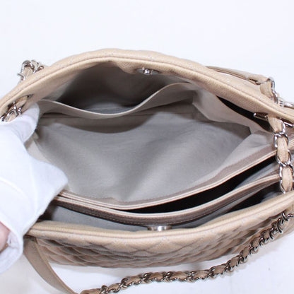 Chanel Matelasse Beau Ring Bag Caviar Skin Beige Shoulder Bag Silver