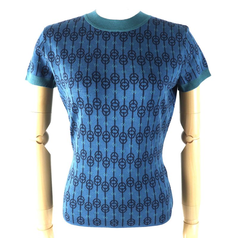 Hermes 22SS 2e2601d4 Silk Chaine D'ancre Clicetis Pattern Crew Neck Short