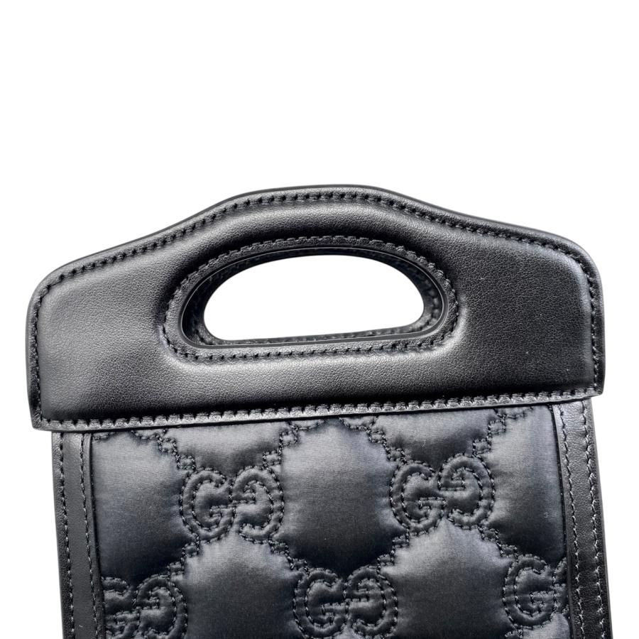 Gucci Handbag Shoulder Bag Mini Top Handle Bag 723776 Ggmatelasse Black Purple