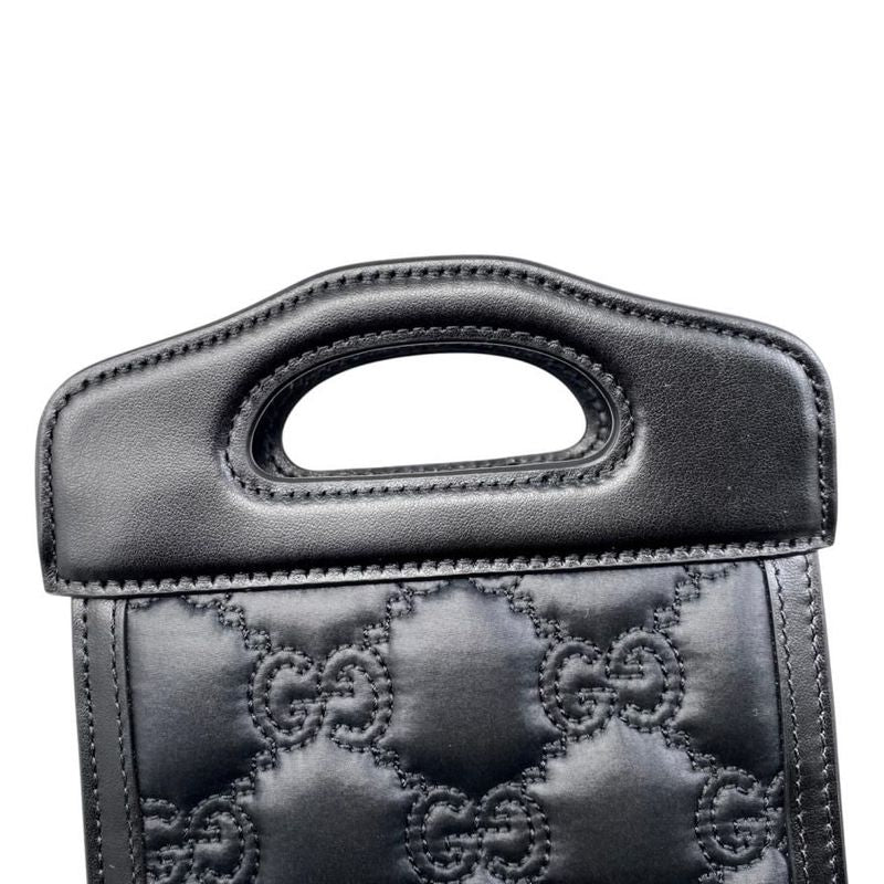 Gucci Handbag Shoulder Bag Mini Top Handle Bag 723776 Ggmatelasse Black Purple