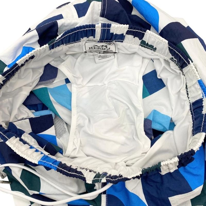 Hermes Half Pants Swim Trunks Size S Total White Blue Green Hermes