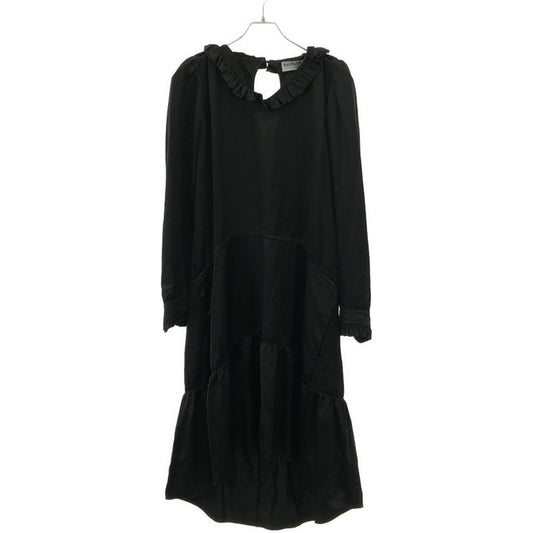 Balenciaga Satin Ruffle Dress 494197 Txc02 Black 36