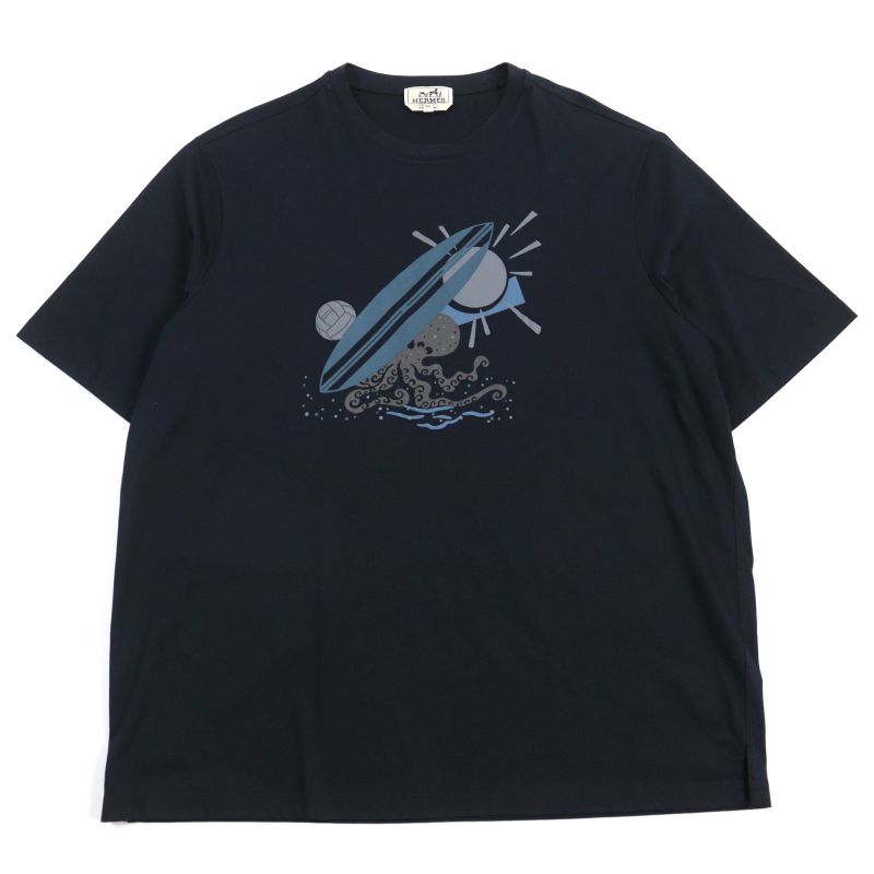 Hermes 23SS Poulp Watch 100% Cotton Octopus Print Design Crew Neck Short Sleeve
