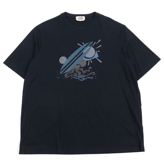 Hermes 23SS Poulp Watch 100% Cotton Octopus Print Design Crew Neck Short Sleeve