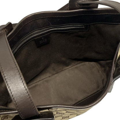 Gucci Tote Bag GG Pattern 106241 Dark Brown And Beige Leather
