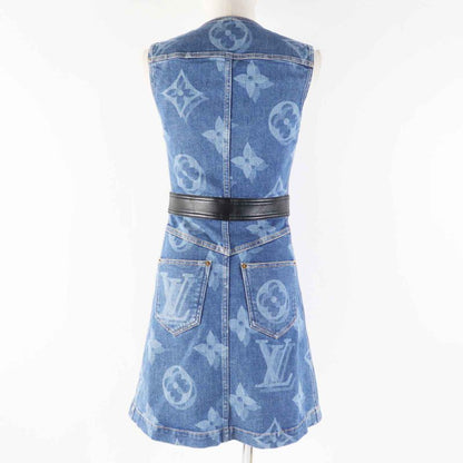 Louis Vuitton 21SS Giant Monogram Front Zip Sleeveless Denim Dress Indigo Blue