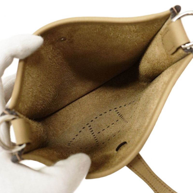 Hermes Shoulder Bag Evelyn TPM Taurillon Cles Mance Beige Marfa Silver Hardware