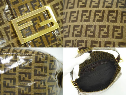 Authentic Fendi Zucchino Shoulder Bag Handbag Vinyl Brown 26725 Zucchino Bag