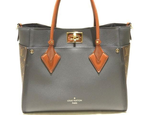 Louis Vuitton 2WAY Tote Bag On My Side MM M56550 Dark Gray Calf Leather