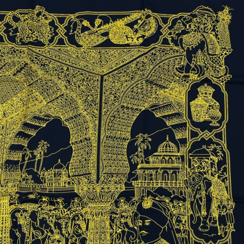 Rare Like New Hermes Carre 90 Silk Scarf Splendeur DES Maharajas Splendor Black