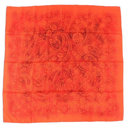 Hermes Carré 90 Indian DUST 100% Silk Geranium/rouge Brique Shawl Stole Bandana
