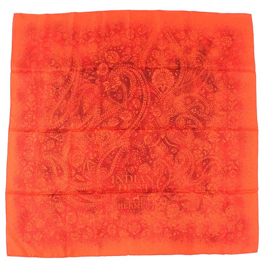Hermes Carré 90 Indian DUST 100% Silk Geranium/rouge Brique Shawl Stole Bandana