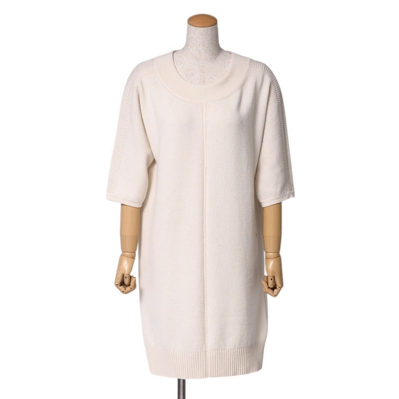 Hermes Dress Size 34 Total Cashmere Knit Dress Tunic H Logo Decoration Made In