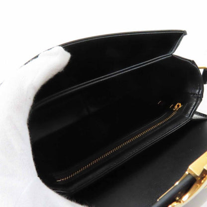 Celine 18842 Teen Triomphe Shiny Calfskin Shoulder Bag Black Gold Hardware