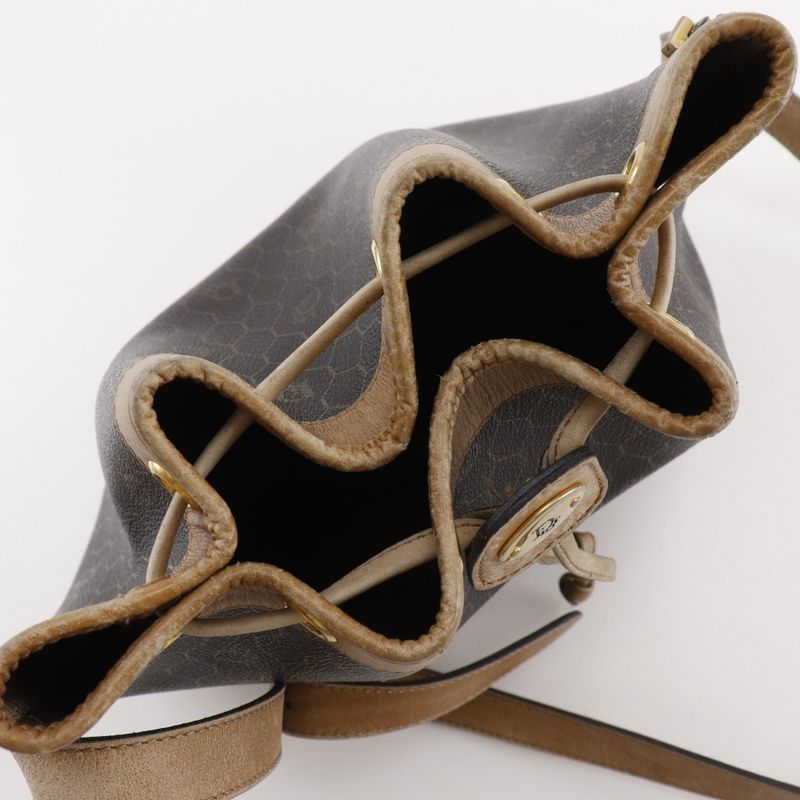 [dior] Christian Dior Honeycomb Pattern Vintage PVC Brown Ladies Shoulder Bag