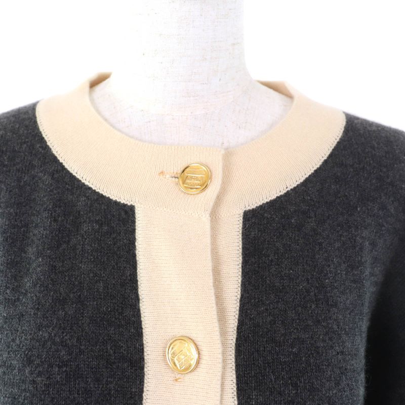 CHANEL Vintage 100% Cashmere Coco Mark Buttons Long Length Long Sleeves Knit