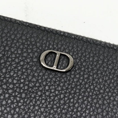 Dior Round Zipper Long Wallet With Change Pocket Icon Long Zip Wallet Grained