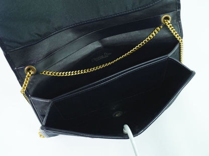 Authentic Christian DIOR Chain Shoulder Bag Canvas Navy Bag Pre-owned [follow-up