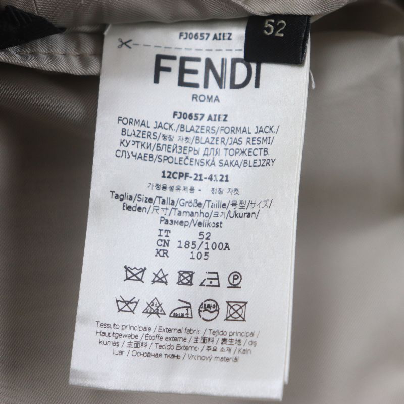  Fendi 2021 Fj0657 41% Linen Peaked Lapel Logo Embroidery Single Jacket