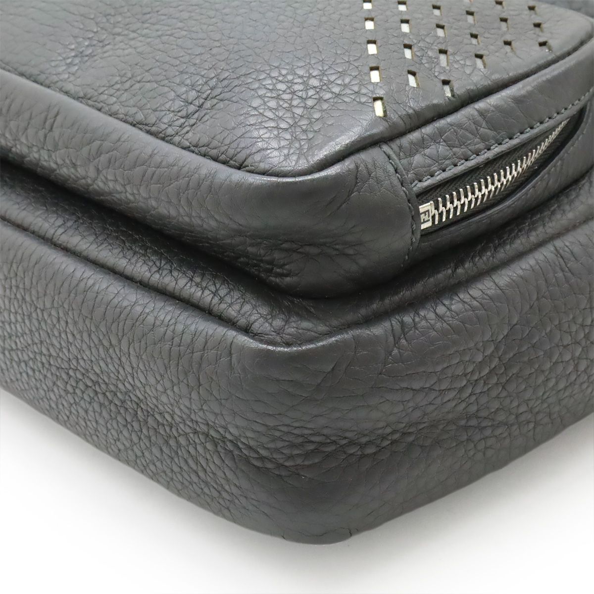 Fendi Celeria FF Logo Backpack Backpack Sac Leather Gray Black Black Silver